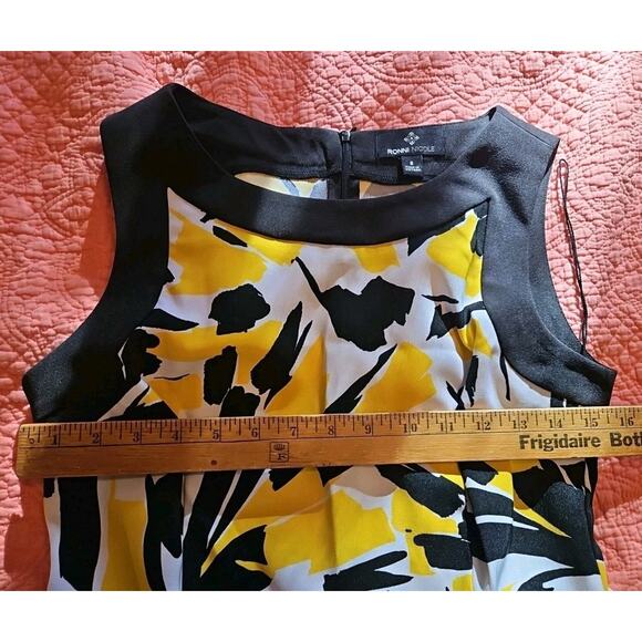 Ronni Nicole Sheath Dress Size 8 Green Black White Abstract Floral Print - Picture 5 of 8